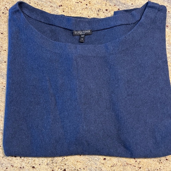 EILEEN FISHER Womens Light Blue Dolman Sleeve Crew Neck Sweater